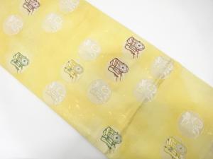 丸に御所車模様織り出し　袋帯